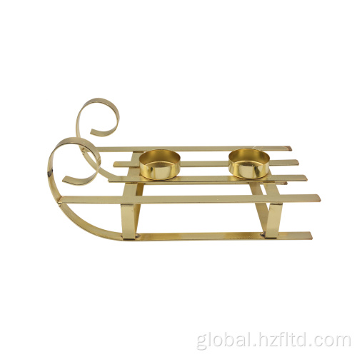 Christmas Tealight Holder Christmas Sleigh Golden Tealight Holder for Home Decoration Manufactory